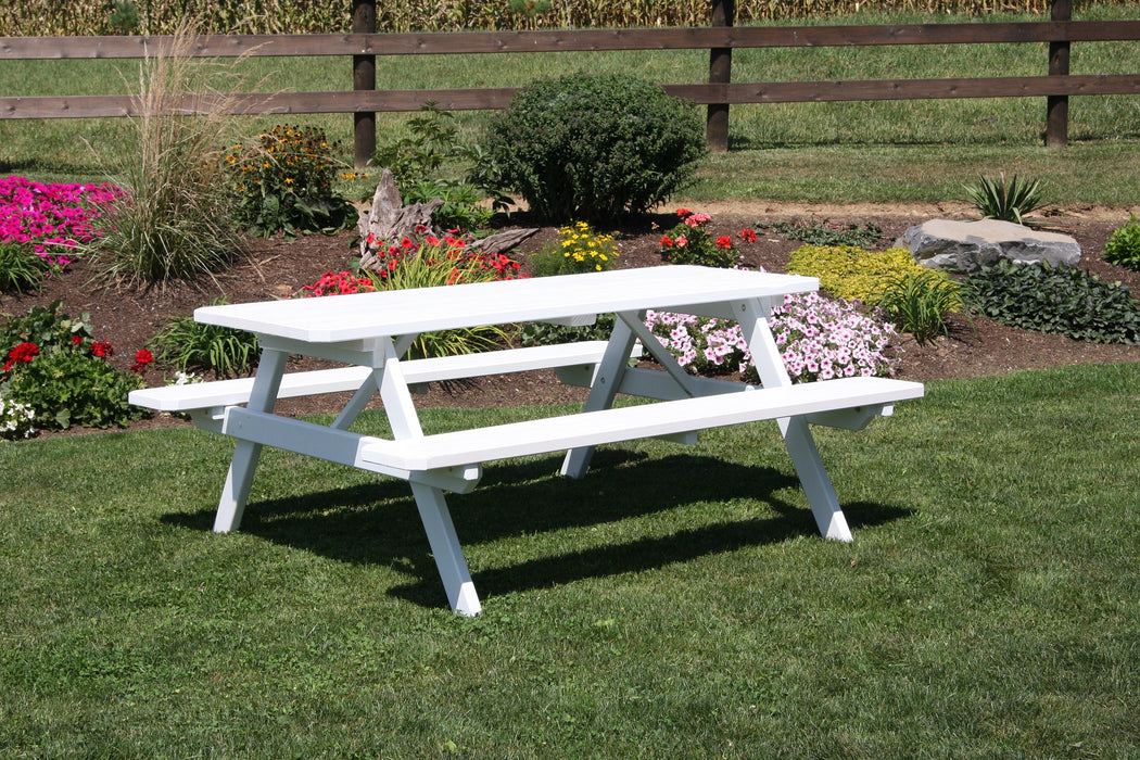 A&L Furniture Co. Amish-Made Pine Picnic Tables with Attached Benches