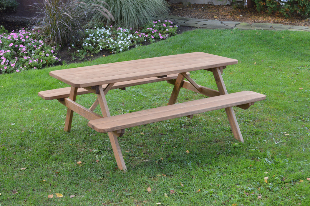 A&L Furniture Co. Amish-Made Pressure-Treated Pine Picnic Tables with Attached Benches