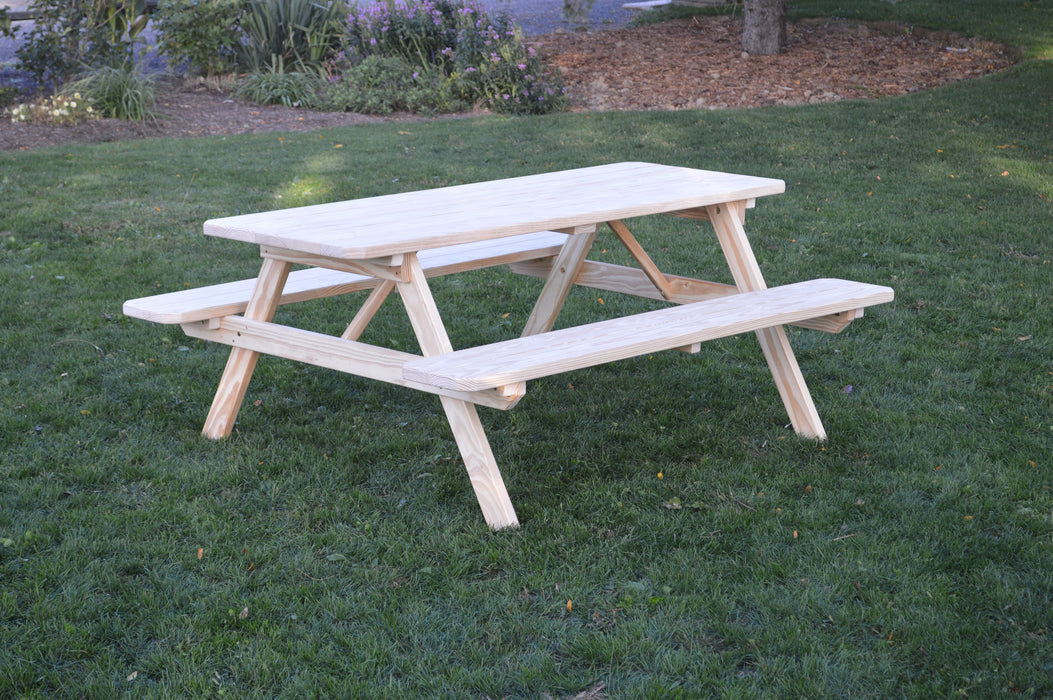 A&L Furniture Co. Amish-Made Pressure-Treated Pine Picnic Tables with Attached Benches