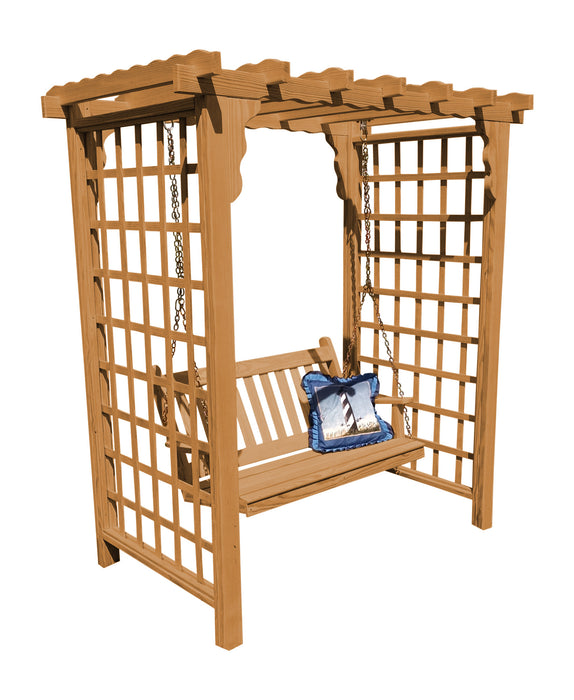 Amish-Made 6' Pine Arbor with Swing - Available in 4 Styles, 10 Colors