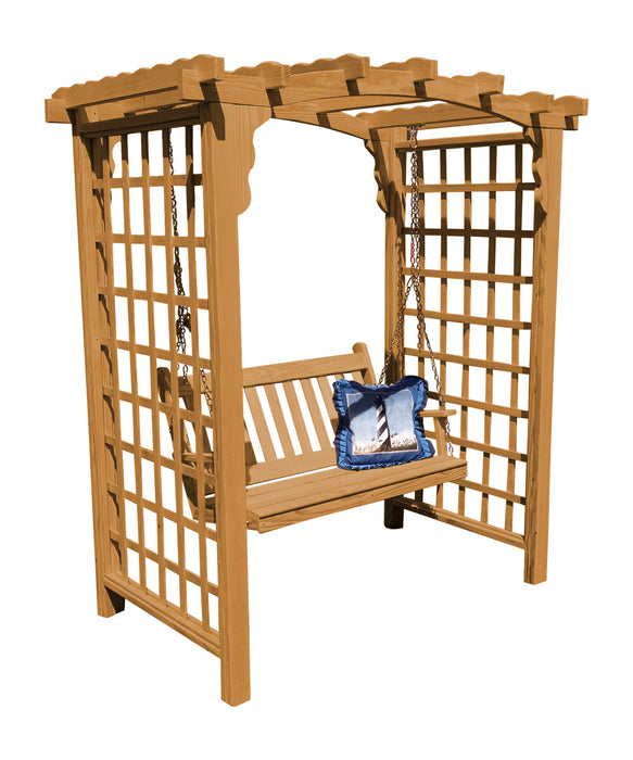 Amish-Made 6' Pine Arbor with Swing - Available in 4 Styles, 10 Colors