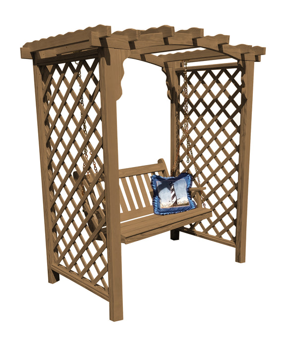 Amish-Made 6' Pine Arbor with Swing - Available in 4 Styles, 10 Colors