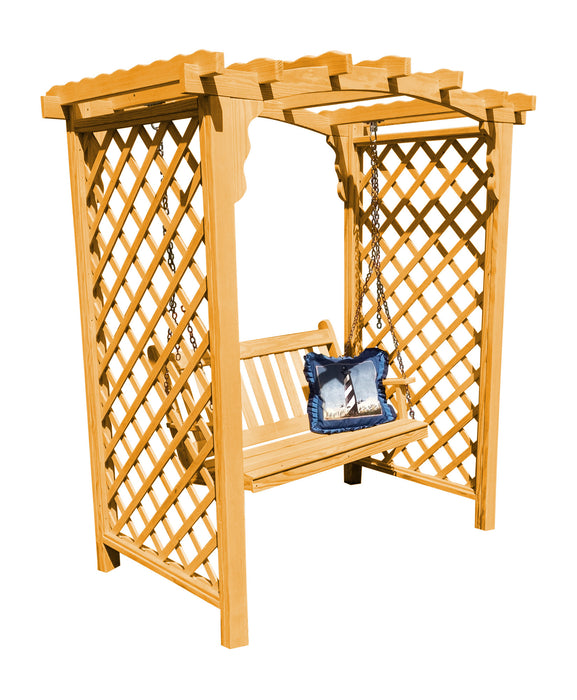 Amish-Made 5' Pine Arbor with Swing - Available in 4 Styles, 10 Colors