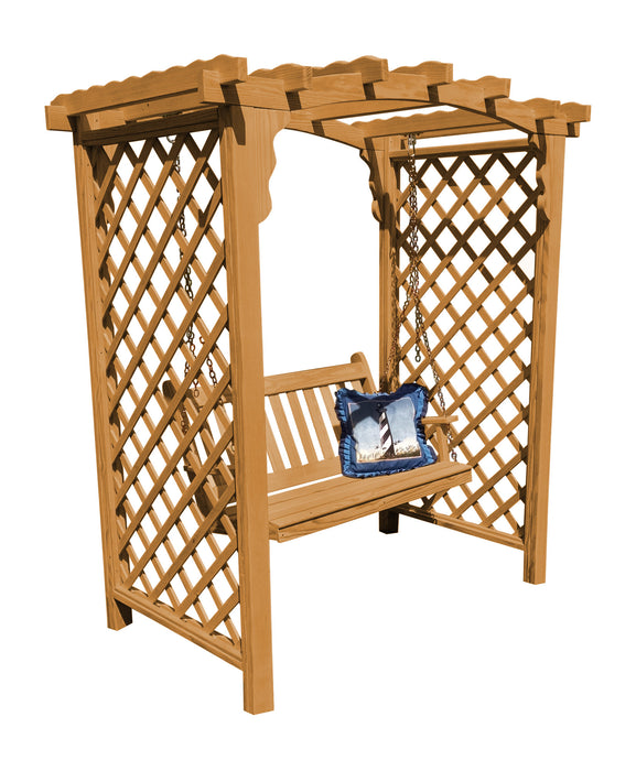 Amish-Made 5' Pine Arbor with Swing - Available in 4 Styles, 10 Colors