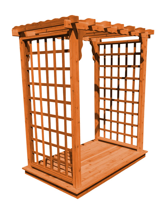 Amish-Made 4' Cedar Arbor with Deck - Available in 4 Styles, 9 Colors