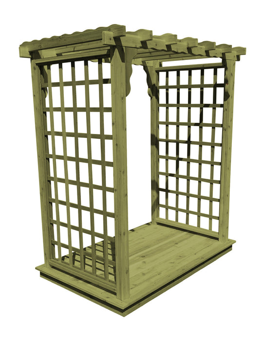 Amish-Made 4' Cedar Arbor with Deck - Available in 4 Styles, 9 Colors