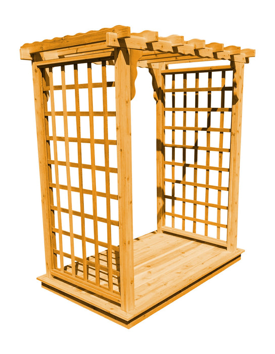 Amish-Made 4' Cedar Arbor with Deck - Available in 4 Styles, 9 Colors