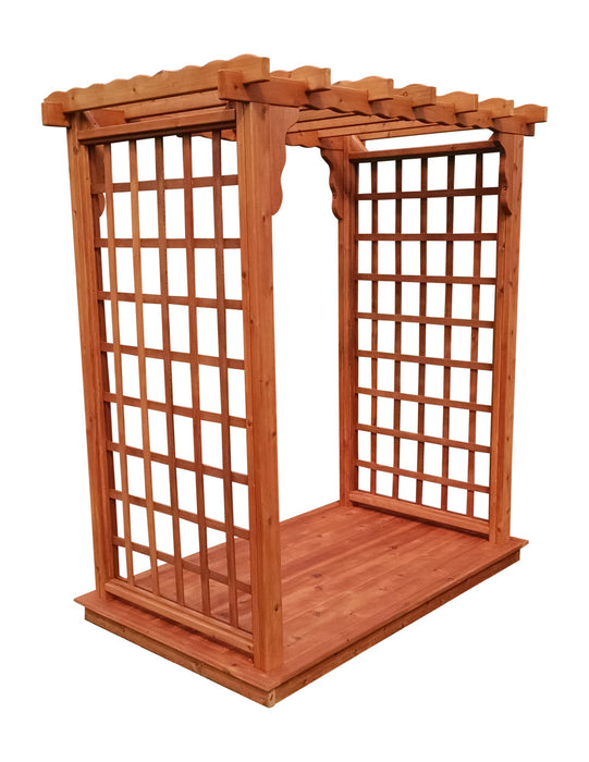 Amish-Made 4' Cedar Arbor with Deck - Available in 4 Styles, 9 Colors