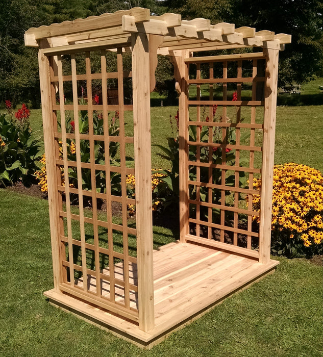Amish-Made 4' Cedar Arbor with Deck - Available in 4 Styles, 9 Colors