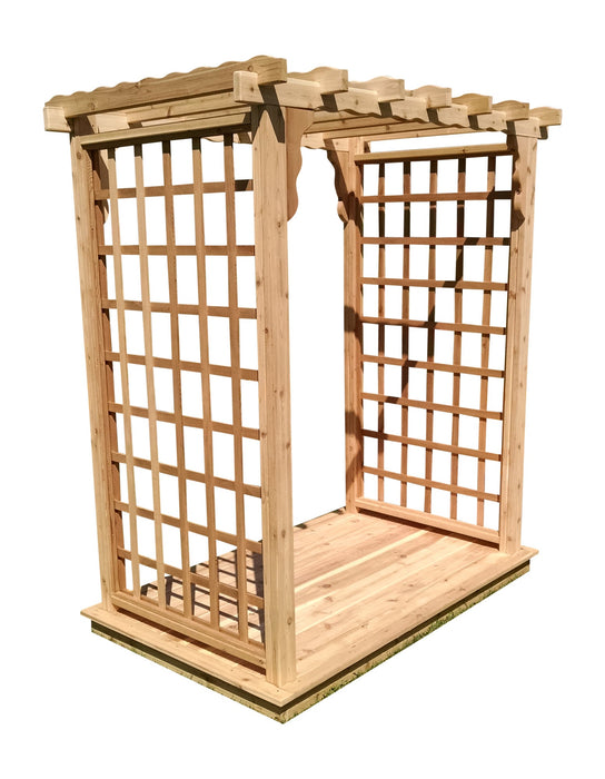 Amish-Made 4' Cedar Arbor with Deck - Available in 4 Styles, 9 Colors