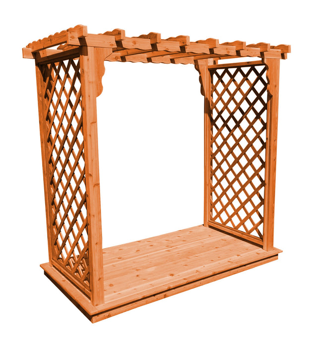 Amish-Made 4' Cedar Arbor with Deck - Available in 4 Styles, 9 Colors