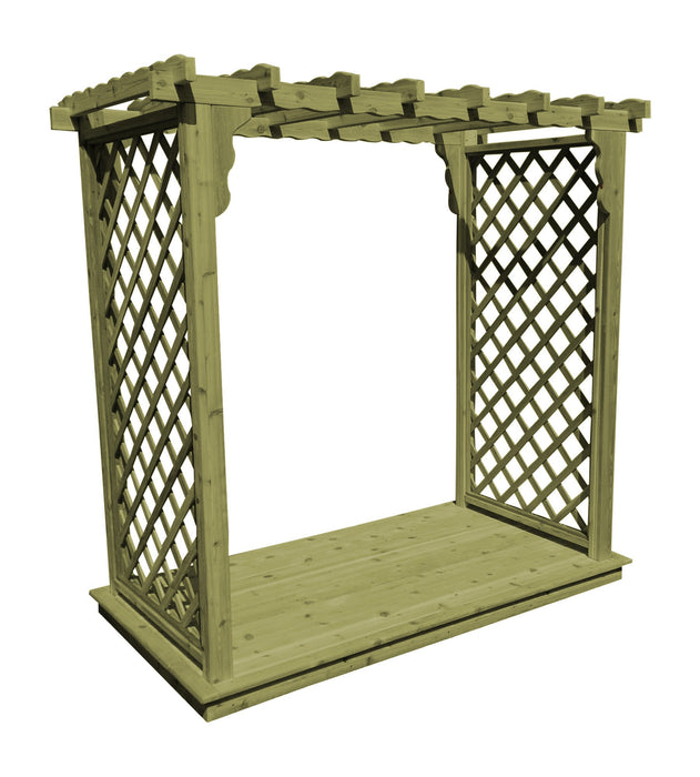 Amish-Made 4' Cedar Arbor with Deck - Available in 4 Styles, 9 Colors