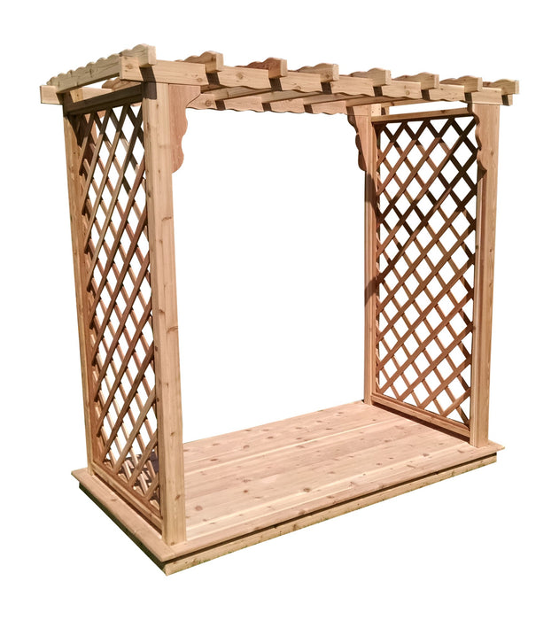 Amish-Made 4' Cedar Arbor with Deck - Available in 4 Styles, 9 Colors