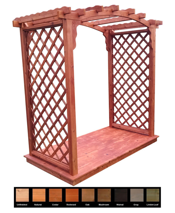 Amish-Made 4' Cedar Arbor with Deck - Available in 4 Styles, 9 Colors