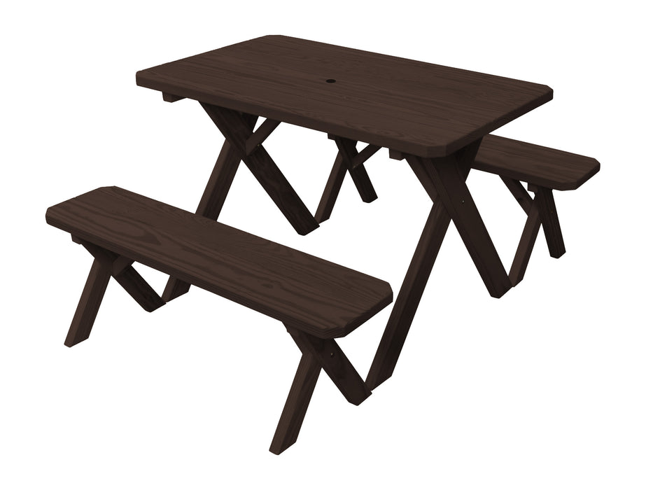 A&L Furniture Co. Amish-Made Pine Cross-Leg Picnic Tables with Benches