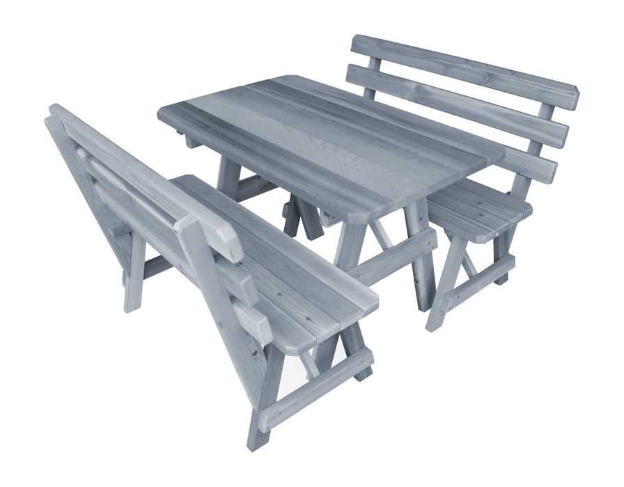 A&L Furniture Co. Amish-Made Cedar Traditional Picnic Tables with Backed Benches