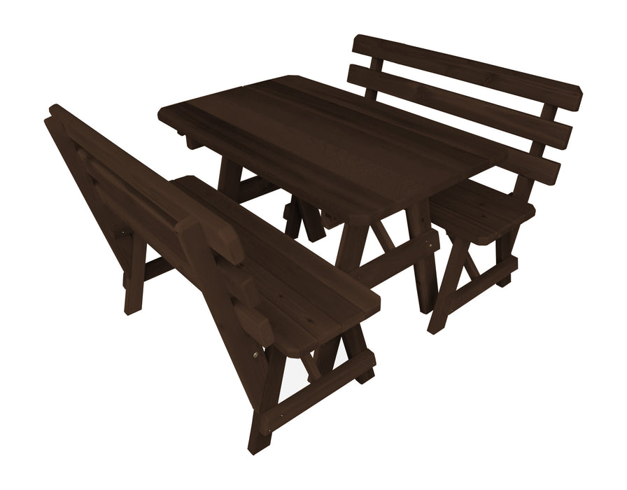 A&L Furniture Co. Amish-Made Cedar Traditional Picnic Tables with Backed Benches