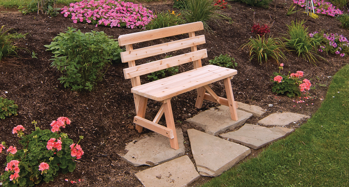 A&L Furniture Co. Amish-Made Cedar Traditional Backed Benches