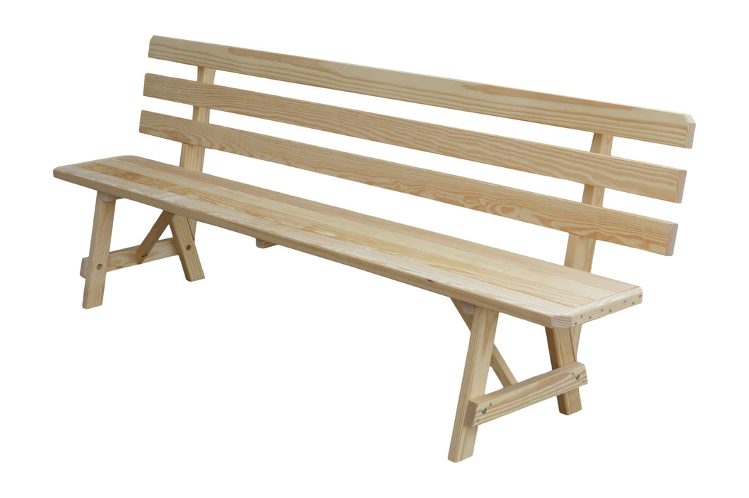 A&L Furniture Co. Amish-Made Pine Traditional Backed Benches