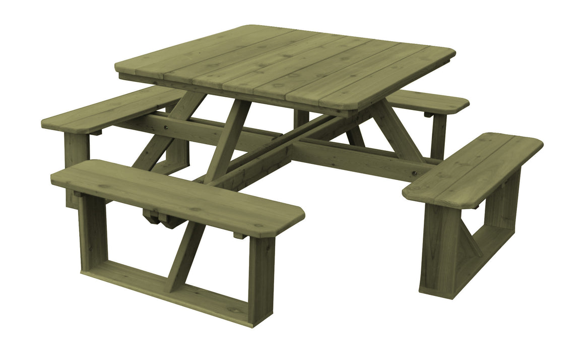 A&L Furniture Co. 44" Amish-Made Square Cedar Walk-In Picnic Tables