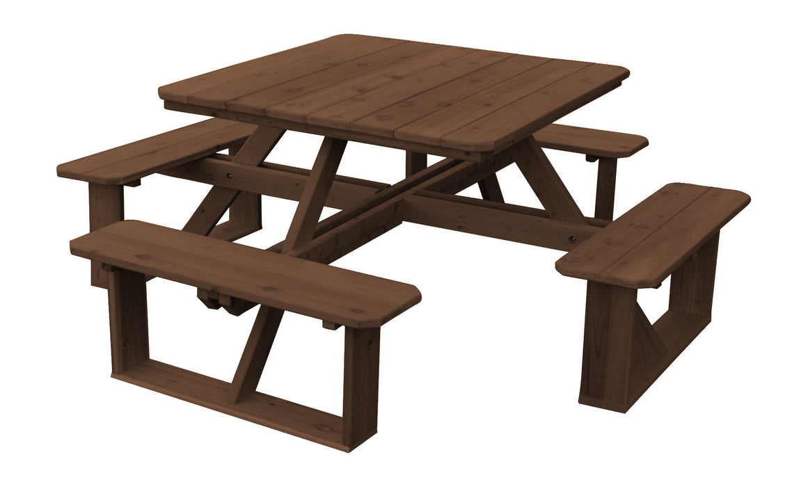 A&L Furniture Co. 44" Amish-Made Square Cedar Walk-In Picnic Tables