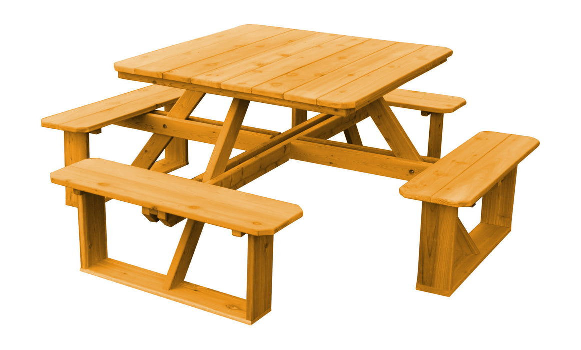 A&L Furniture Co. 44" Amish-Made Square Cedar Walk-In Picnic Tables