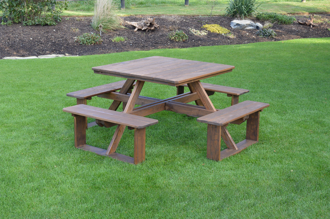 A&L Furniture Co. 44" Amish-Made Square Pressure-Treated Pine Walk-In Picnic Tables