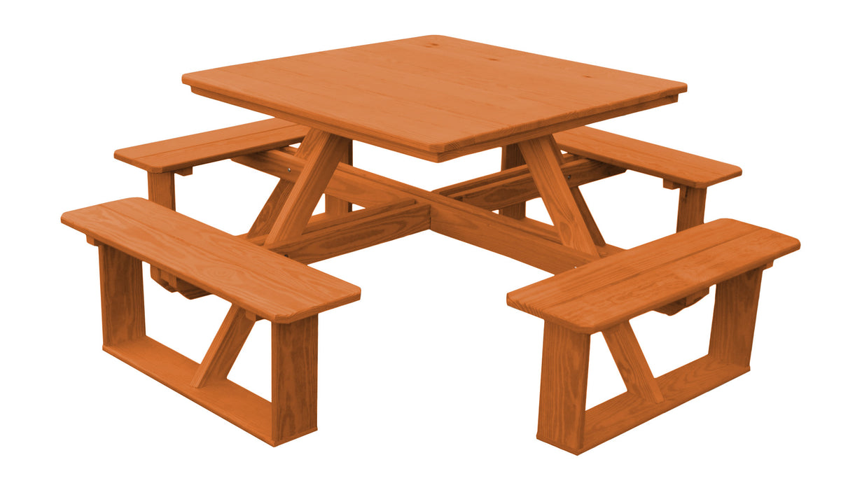 A&L Furniture Co. 44" Amish-Made Square Pressure-Treated Pine Walk-In Picnic Tables