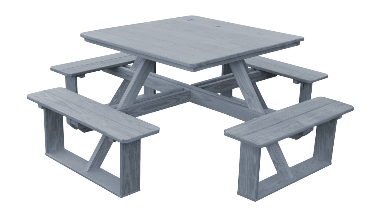 A&L Furniture Co. 44" Amish-Made Square Pressure-Treated Pine Walk-In Picnic Tables