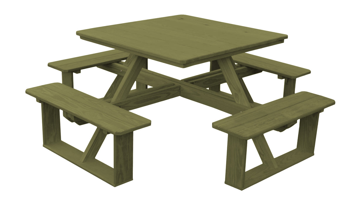 A&L Furniture Co. 44" Amish-Made Square Pressure-Treated Pine Walk-In Picnic Tables