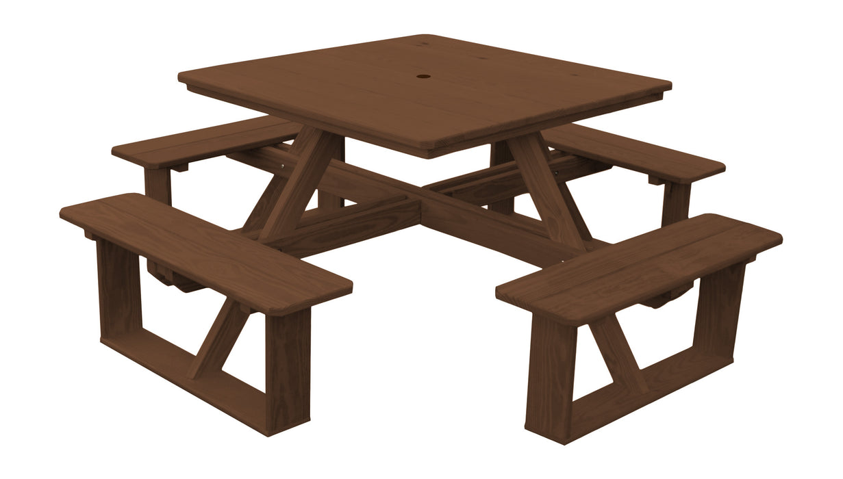 A&L Furniture Co. 44" Amish-Made Square Pressure-Treated Pine Walk-In Picnic Tables