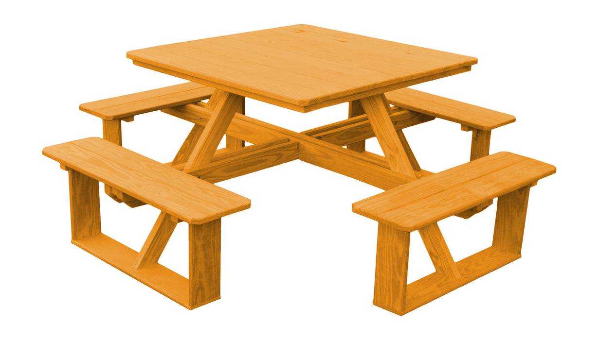 A&L Furniture Co. 44" Amish-Made Square Pressure-Treated Pine Walk-In Picnic Tables