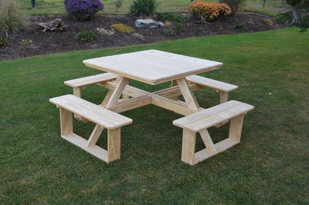 A&L Furniture Co. 44" Amish-Made Square Pressure-Treated Pine Walk-In Picnic Tables