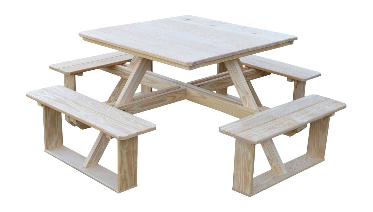 A&L Furniture Co. 44" Amish-Made Square Pressure-Treated Pine Walk-In Picnic Tables