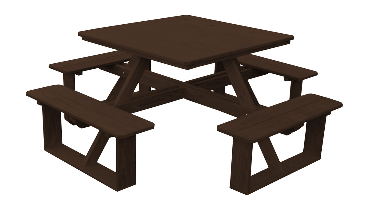 A&L Furniture Co. 44" Amish-Made Square Pressure-Treated Pine Walk-In Picnic Tables