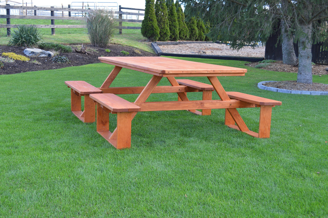 A&L Furniture Co. 8' Amish-Made Rectangular Pressure-Treated Pine Walk-In Picnic Tables