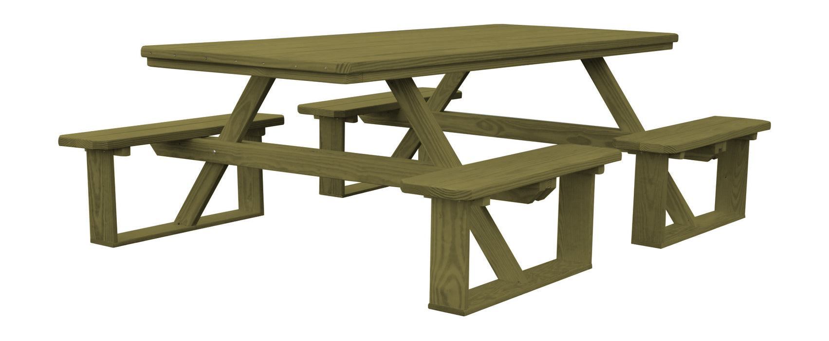 A&L Furniture Co. 8' Amish-Made Rectangular Pressure-Treated Pine Walk-In Picnic Tables