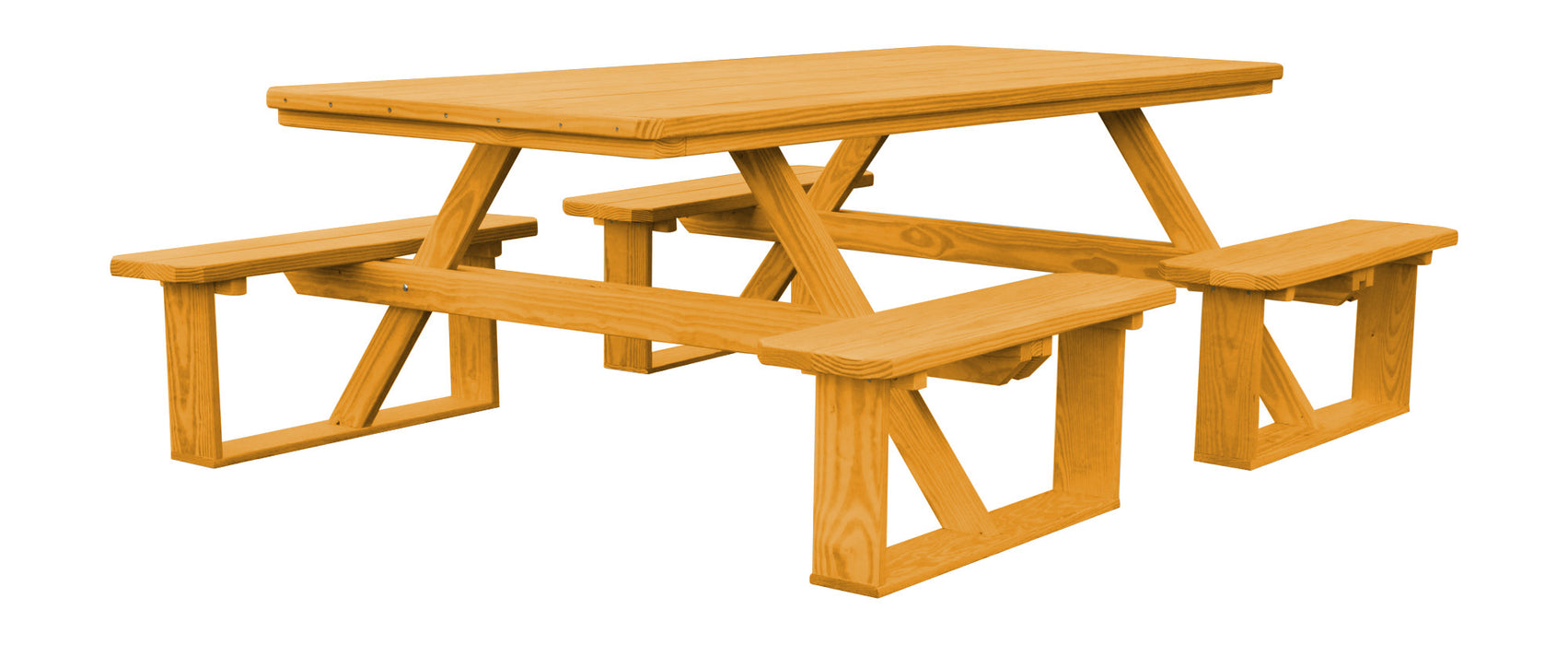 A&L Furniture Co. 8' Amish-Made Rectangular Pressure-Treated Pine Walk-In Picnic Tables