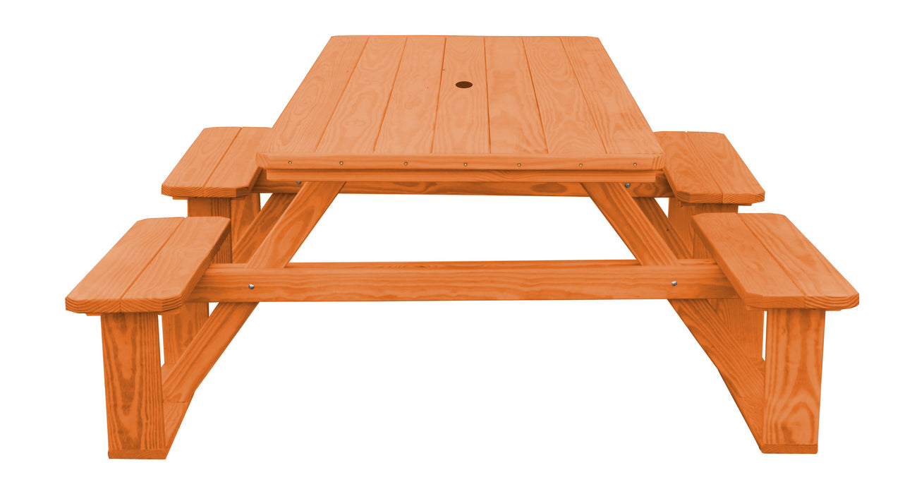 A&L Furniture Co. 8' Amish-Made Rectangular Pressure-Treated Pine Walk-In Picnic Tables