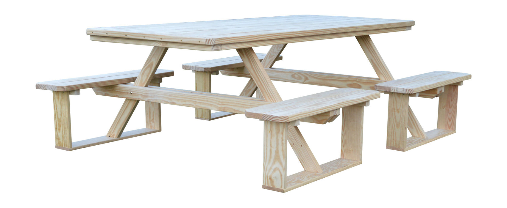 A&L Furniture Co. 8' Amish-Made Rectangular Pressure-Treated Pine Walk-In Picnic Tables