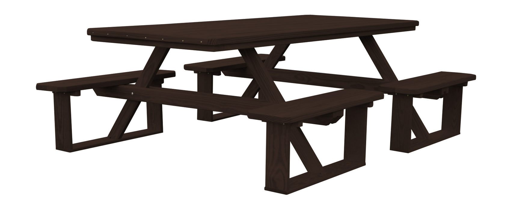 A&L Furniture Co. 8' Amish-Made Rectangular Pressure-Treated Pine Walk-In Picnic Tables