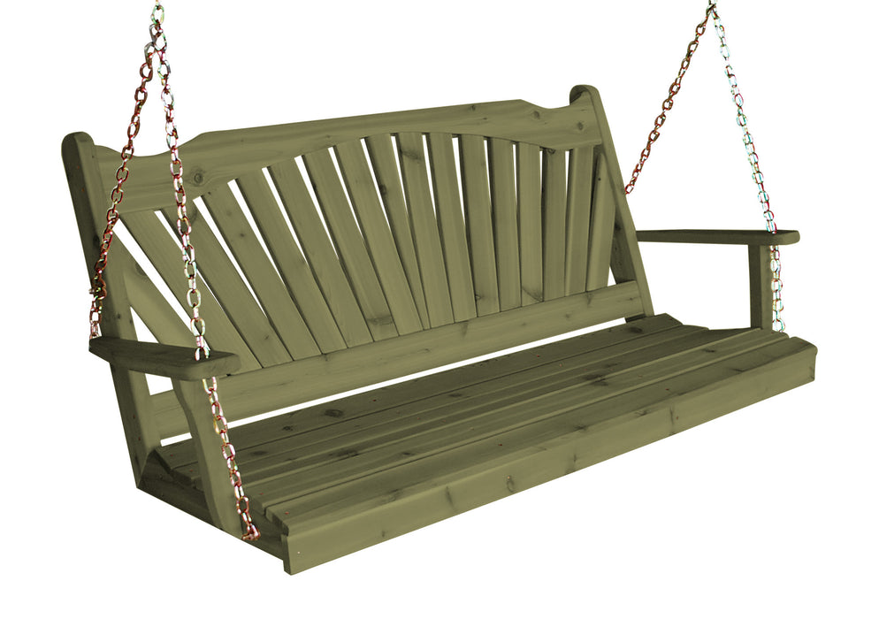 A&L Furniture Co. Amish-Made Cedar Fanback Porch Swings