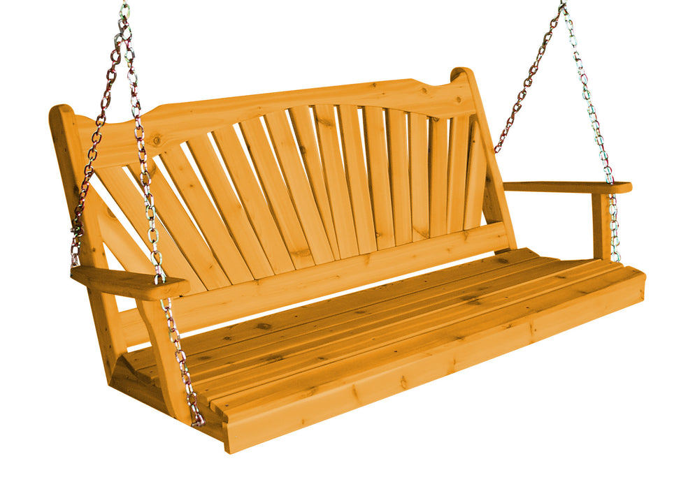 A&L Furniture Co. Amish-Made Cedar Fanback Porch Swings