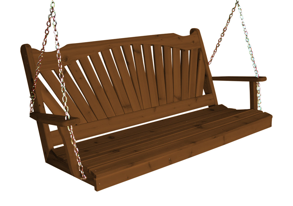 A&L Furniture Co. Amish-Made Cedar Fanback Porch Swings