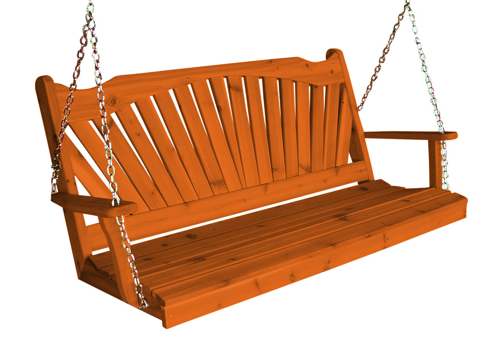 A&L Furniture Co. Amish-Made Cedar Fanback Porch Swings