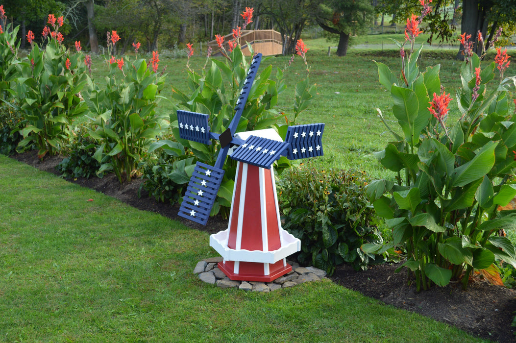 Amish-Made Patriotic Style Wooden Windmills