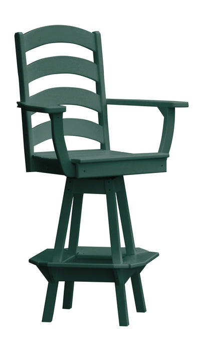 A&L Furniture Co. Amish-Made Poly Ladderback Swivel Dining Chair with Arms