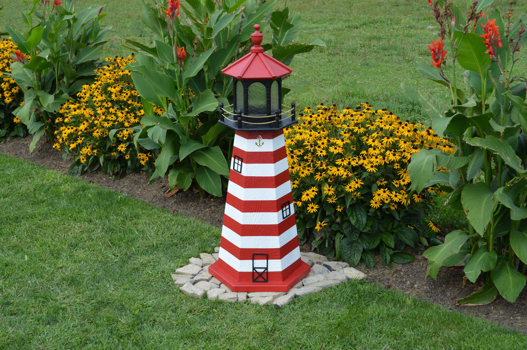 Hexagonal Amish-Made Wooden West Quoddy, ME Replica Lighthouses