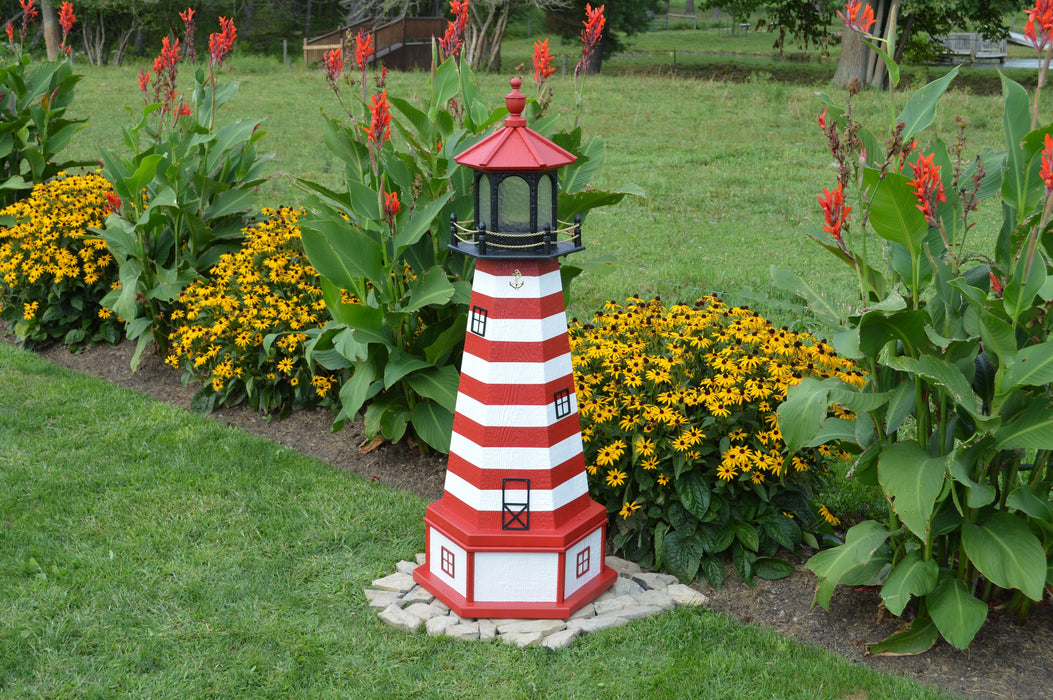 Hexagonal Amish-Made Wooden West Quoddy, ME Replica Lighthouses