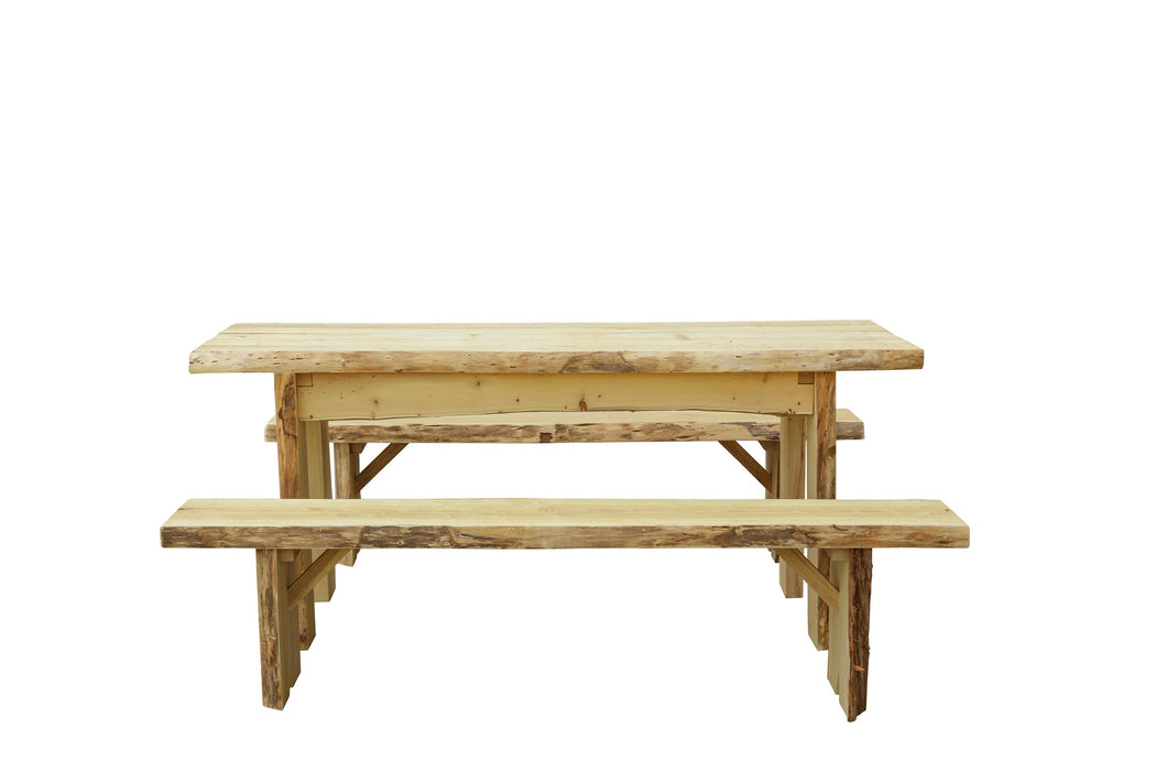 A&L Furniture Co. Blue Mountain Collection Autumnwood Tables with Wildwood Benches